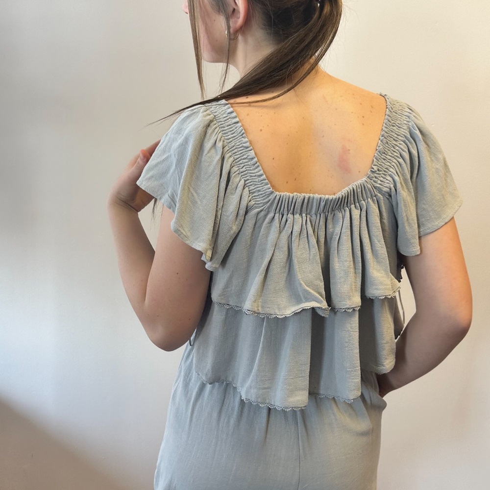 Chic Gray Ruffled Matching Set - Picture 4 of 4